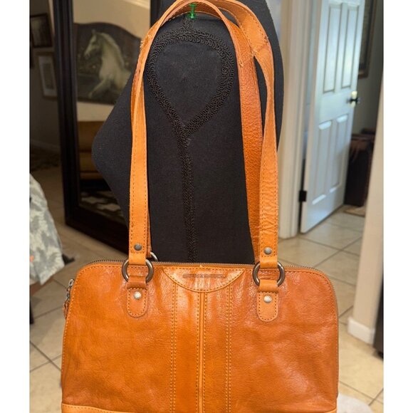 Spike & Sparrow Vintage Camel Leather Handbag Satchel Shoulder Bag Zip Closure - Picture 1 of 13